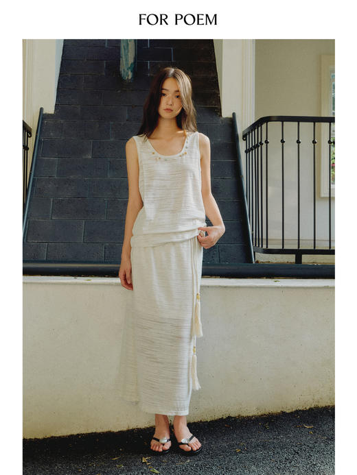 ForPoem 现货 25/SS原创设计海星串珠亚麻肌理无袖宽松背心上衣 商品图1