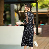 丁摩夏季新品女装V领蝴蝶印花花边真丝连衣裙配腰带气质显瘦AL90192 商品缩略图2