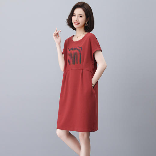 雀说休闲连衣裙简约新款女夏装时尚短袖卫衣裙AL1215 商品图5
