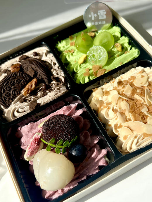 四喜盒子蛋糕（4个风味奶油，以当天为准，表面装饰随机应季水果） 商品图1