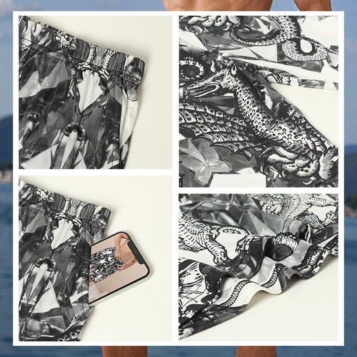 红览桑蚕丝印花休闲短裤沙滩裤男士真丝透气舒适家AL25033 商品图3