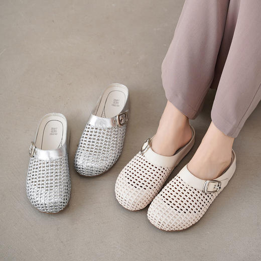 【夏季新款】西村名物2025年夏季新款舒适平底包头后空拖鞋T25AH16381 商品图0