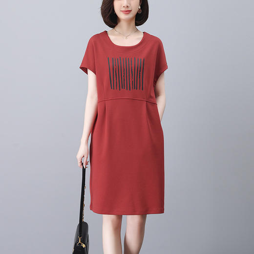 雀说休闲连衣裙简约新款女夏装时尚短袖卫衣裙AL1215 商品图0