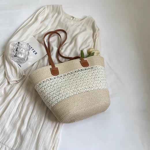 雀说夏季海边沙滩旅游度假草编包包女新款时尚通勤单肩包托特包潮AL1020 商品图8