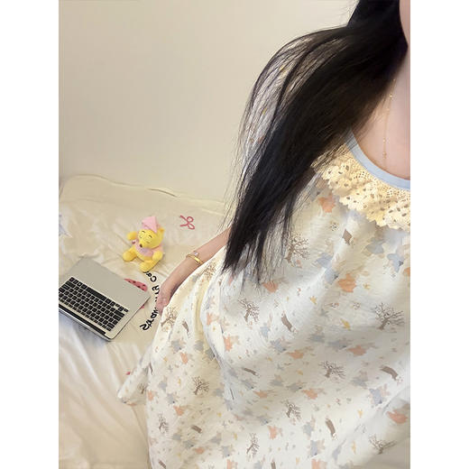【GZ】无忧购云朵棉甜美可爱卡通小狗印花蕾丝花边短袖睡裙家居服（截单后3-5天发货) 商品图2