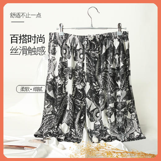 红览桑蚕丝印花休闲短裤沙滩裤男士真丝透气舒适家AL25033 商品图2