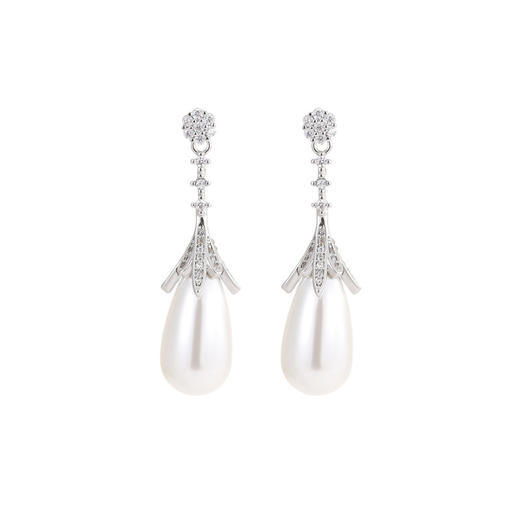 雀说长款设计水滴珍珠耳环女轻奢高级感耳钉S925银针时尚气质法式耳饰AL1010 商品图4