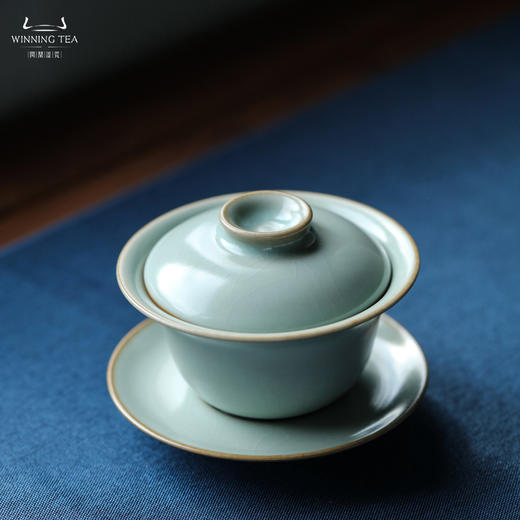 问鼎汝瓷鼎峰系列天青甲辰精工款明泽盖碗 商品图0