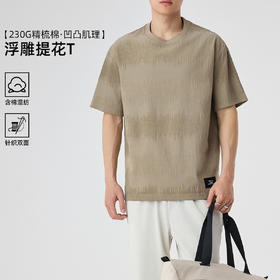 红览 男装浮雕肌理提花短袖t恤男2夏款时尚宽松男士T恤5ZF-71838