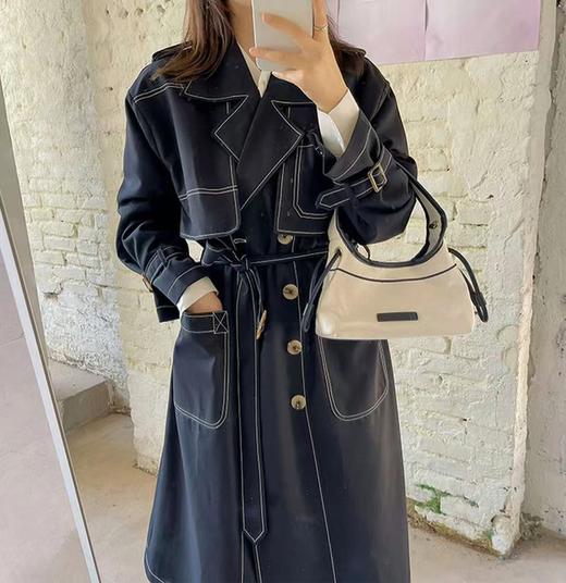 【诗铭洛可】XCA418风衣外套明线双排扣大码外套 商品图1