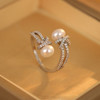 雀说天然淡水珍珠麻绳开口戒高级感微镶满锆时尚戒指超闪百搭轻奢饰品AL1021 商品缩略图6