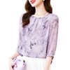 丁摩新款印花小衫圆领五分袖t恤桑蚕丝上衣AL9676 商品缩略图4