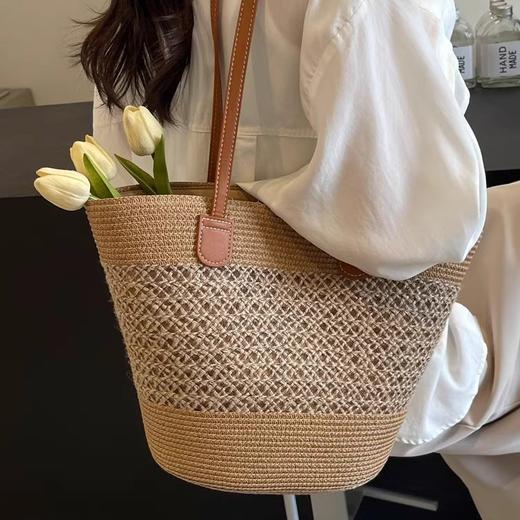 雀说夏季海边沙滩旅游度假草编包包女新款时尚通勤单肩包托特包潮AL1020 商品图1
