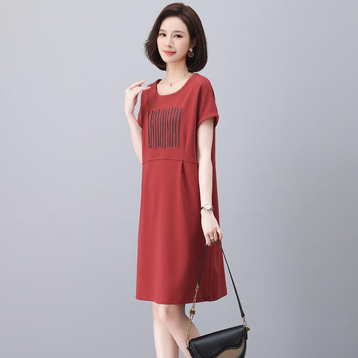 雀说休闲连衣裙简约新款女夏装时尚短袖卫衣裙AL1215 商品图1