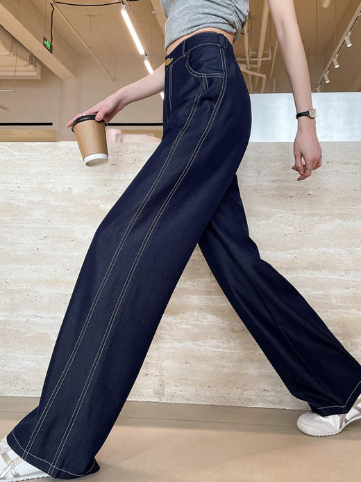 【百图lulu定制】【垂垂牛仔裤】垂顺丝滑柔软不挑腿型 侧面双线设计分化腿部宽度 显瘦牛仔裤 商品图8