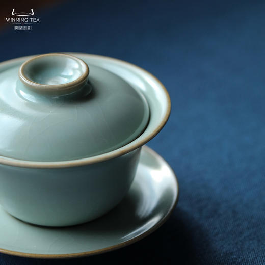 问鼎汝瓷鼎峰系列天青甲辰精工款明泽盖碗 商品图3