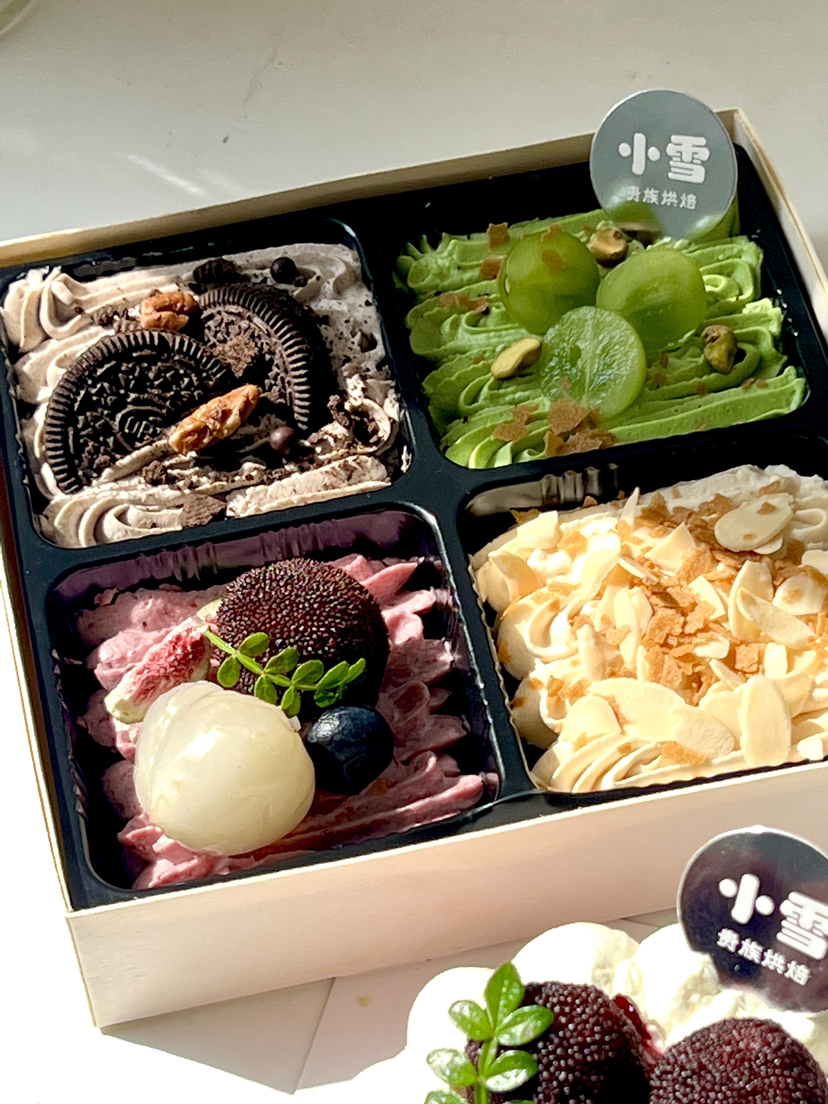 四喜盒子蛋糕（4个风味奶油，以当天为准，表面装饰随机应季水果）