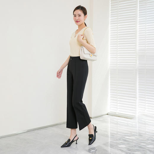 夏季后腰松紧腰女士西装面料休闲喇叭裤   AC-3K2576 商品图1