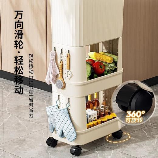 【厨房神器上线🔥】新款免弯腰垃圾桶🚮+置物架，大容量可移动设计💡窄缝收纳不占地！奶油白&典雅灰任你选🎨，滑盖轻松开合，居家必备💯！免弯腰功能架 商品图2