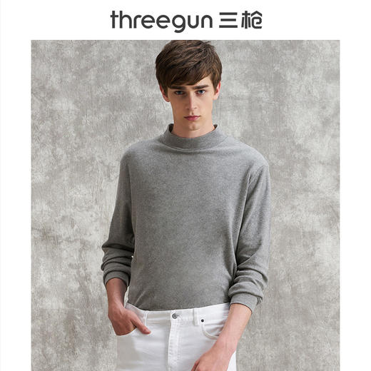 Threegun三枪 【舒肤棉】半高领男士长袖上衣打底衫-22437A911 商品图1