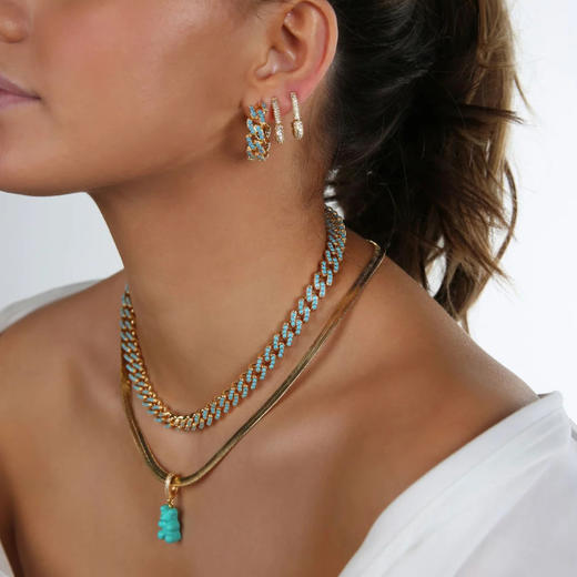 北京仓｜CRYSTAL HAZE-Nostalgia Bear-pave-湖水蓝色小熊 吊坠（金色环扣）［挪威设计师］ 商品图5