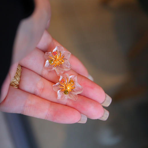 白水晶碧玺花花耳饰  zh 商品图2