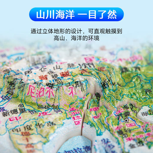新品上架 立体拼图地图 39x27cm 世界地形 少儿拼图 精雕3D 哑光磨砂立体 环保材质 赠送世界桌面地图 中国地图出版社 商品图2