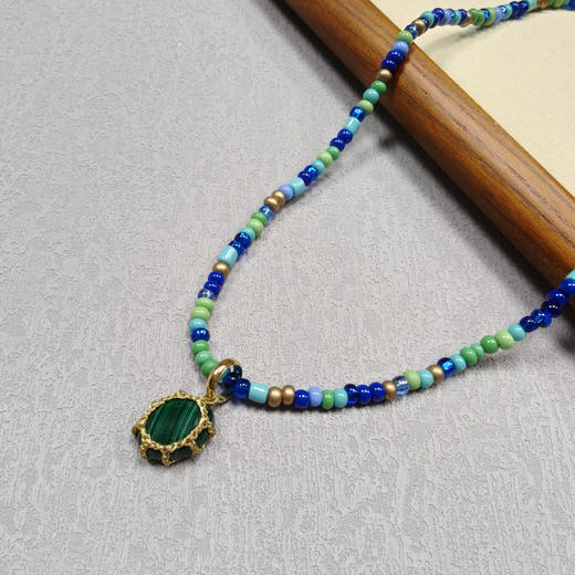 北京仓｜Boks&Baum-LISBOA STONE-孔雀石 吊坠 项链［法国设计师］ 商品图0