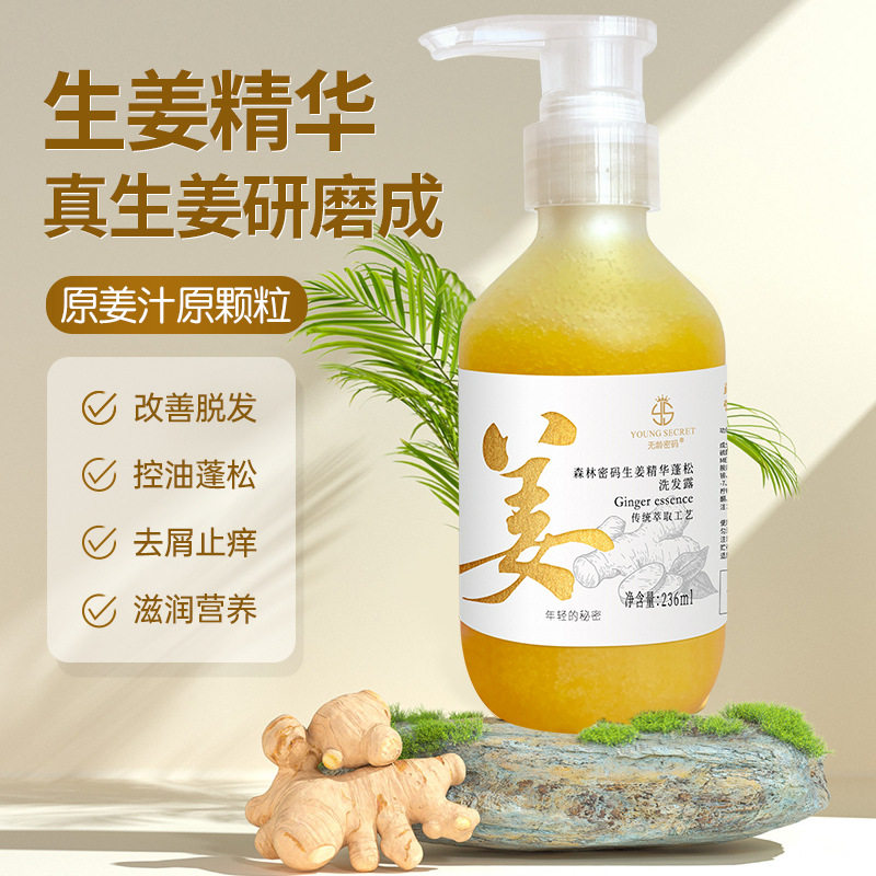姜汁颗粒精华生姜洗发水 洗发露236ml改善掉发清爽控油蓬松去屑止痒洗发露