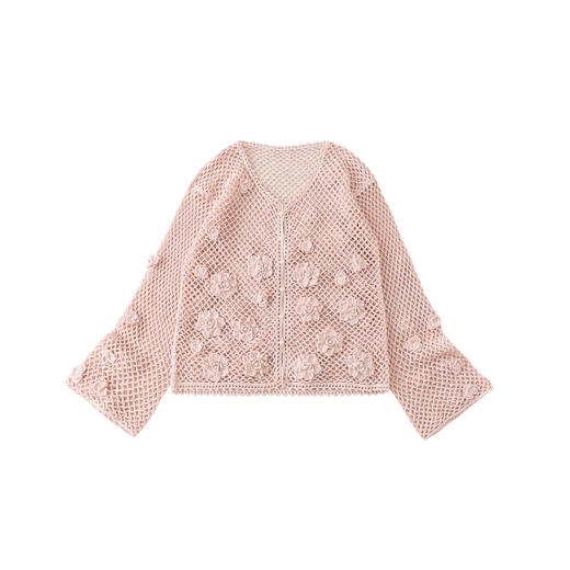 苏苏姐家粉韵花影镂空开衫手工diy编织钩针棉麻毛线自制材料包 商品图5