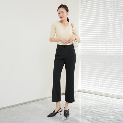 夏季后腰松紧腰女士西装面料休闲喇叭裤   AC-3K2576 商品图2