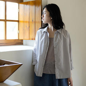 绽放旅行女装354朵/纯棉百搭小翻领长袖衬衫亲肤透气舒适百搭小衫