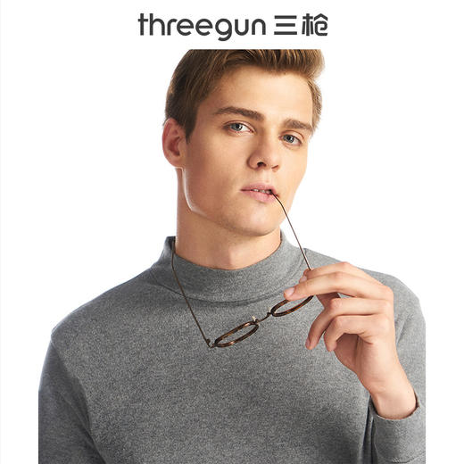 Threegun三枪 【舒肤棉】半高领男士长袖上衣打底衫-22437A911 商品图3
