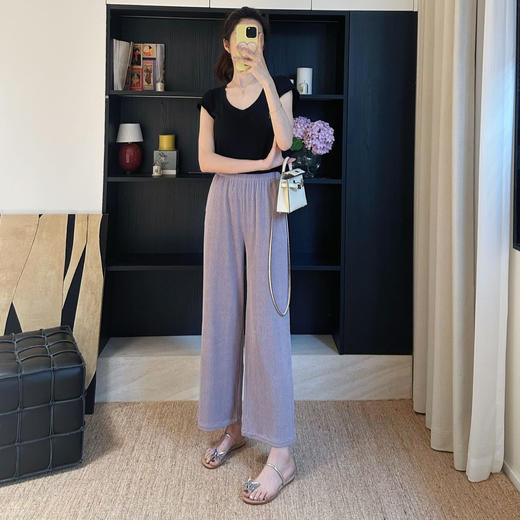 醋酸抖抖裤！2025麦穗肌理感醋酸时髦掐尖直筒阔腿休闲裤女夏款！ 商品图2