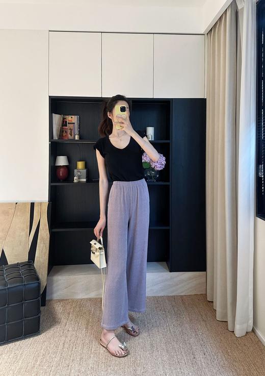 醋酸抖抖裤！2025麦穗肌理感醋酸时髦掐尖直筒阔腿休闲裤女夏款！ 商品图5