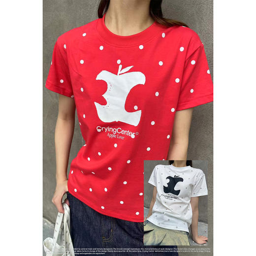 CryingCenter 女款3C苹果波点正肩tee 哭喊中心 商品图0