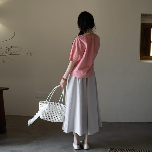 绽放旅行女装353朵/纯棉轻薄松紧腰显瘦九分阔腿裤透气休闲裤女 商品图2