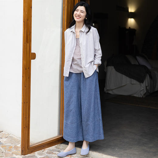 绽放旅行女装354朵/纯棉百搭小翻领长袖衬衫亲肤透气舒适百搭小衫 商品图2