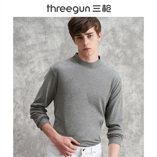 Threegun三枪 【舒肤棉】半高领男士长袖上衣打底衫-22437A911 商品图0