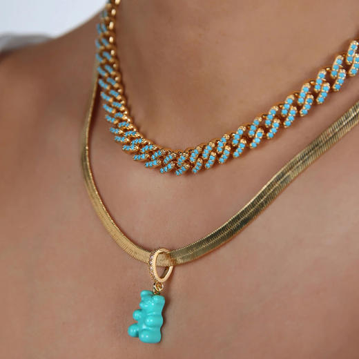 北京仓｜CRYSTAL HAZE-Nostalgia Bear-pave-湖水蓝色小熊 吊坠（金色环扣）［挪威设计师］ 商品图4