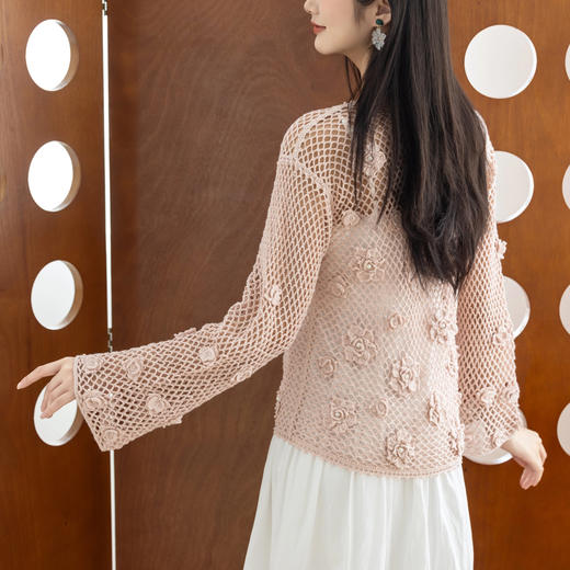 苏苏姐家粉韵花影镂空开衫手工diy编织钩针棉麻毛线自制材料包 商品图3