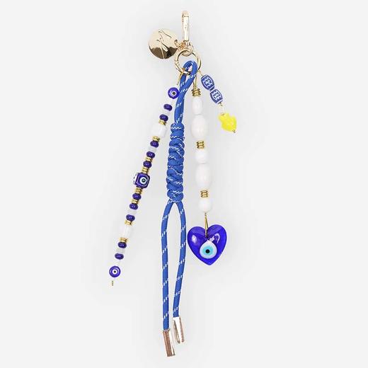 订购6周到｜La Coque Française-BOBBY BLUE HEART-白色串珠 蓝色爱心 眼睛 包挂［法国设计师］ 商品图1