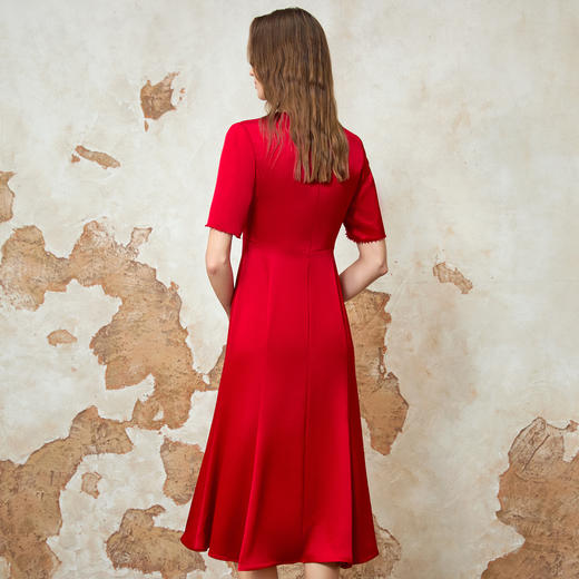 EITIE爱特爱夏季新款高级感红色显瘦礼服过膝订婚敬酒服宴会礼服连衣裙8277903 商品图4