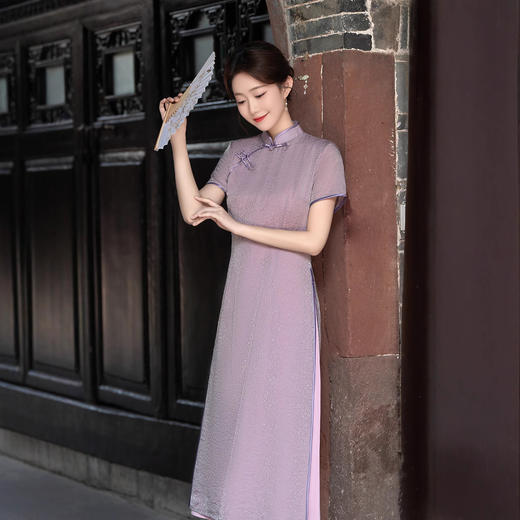 紫色旗袍新中式，改良年轻款QMR25014 商品图2