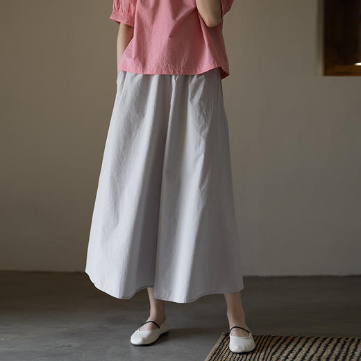 绽放旅行女装353朵/纯棉轻薄松紧腰显瘦九分阔腿裤透气休闲裤女 商品图0