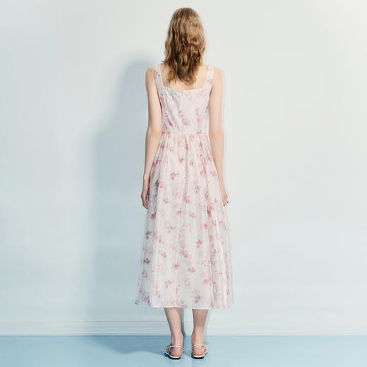 优雅度假风方领钉珠提花连衣裙25夏千金风印花(货号:MF86DR259F1003) 商品图4