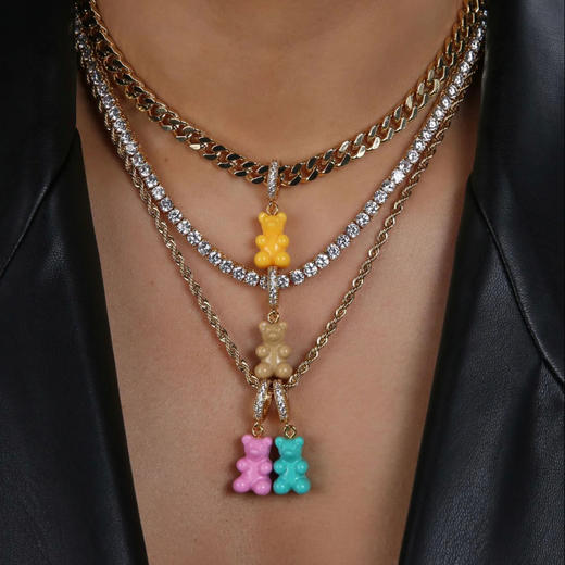 北京仓｜CRYSTAL HAZE-Nostalgia Bear-pave-湖水蓝色小熊 吊坠（金色环扣）［挪威设计师］ 商品图6