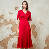 EITIE爱特爱夏季新款高级感红色显瘦礼服过膝订婚敬酒服宴会礼服连衣裙8277903 商品缩略图2