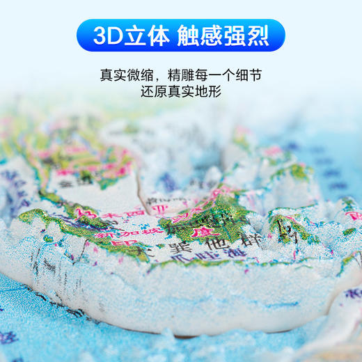 新品上架 立体拼图地图 39x27cm 世界地形 少儿拼图 精雕3D 哑光磨砂立体 环保材质 赠送世界桌面地图 中国地图出版社 商品图1