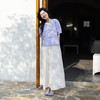 绽放旅行女装356朵/汉麻棉凉爽V领褶皱短袖小衫清凉透气衬衫女 商品缩略图2